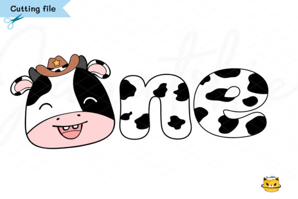 Cute Baby Cow One Birthday Svg Graphics