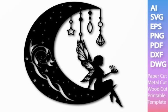 Fairy on the Moon: A Graphics & Crafts SVG for Designers