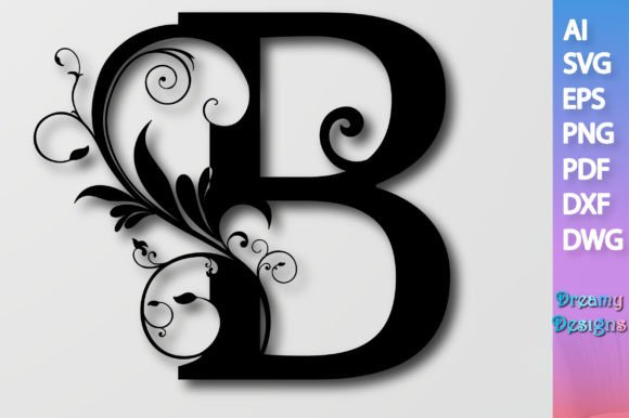 Floral Alphabet B SVG for Graphics and Crafts