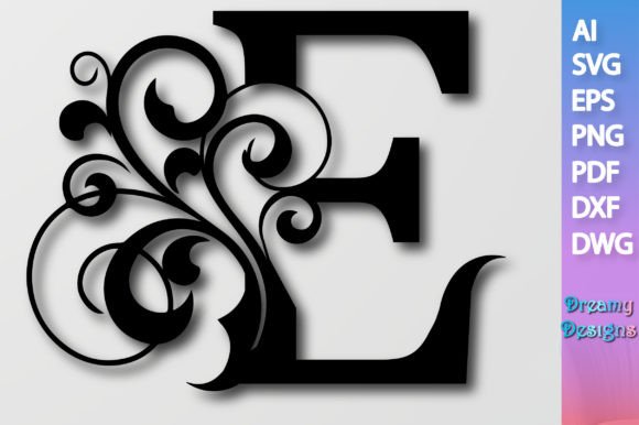 Floral Alphabet E SVG for Crafts and Graphics