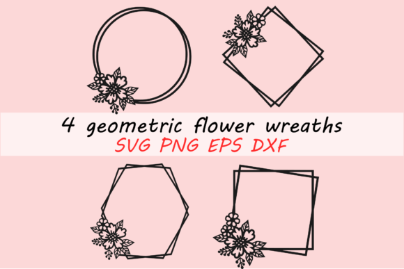 Geometric Flower Wreath Svg Bundle