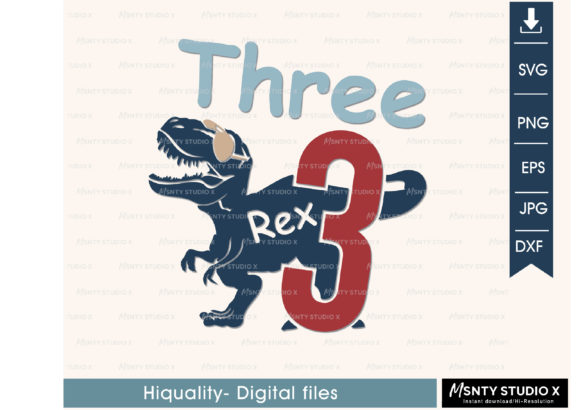 Three Rex Svg, Dinosaur Birthday Svg